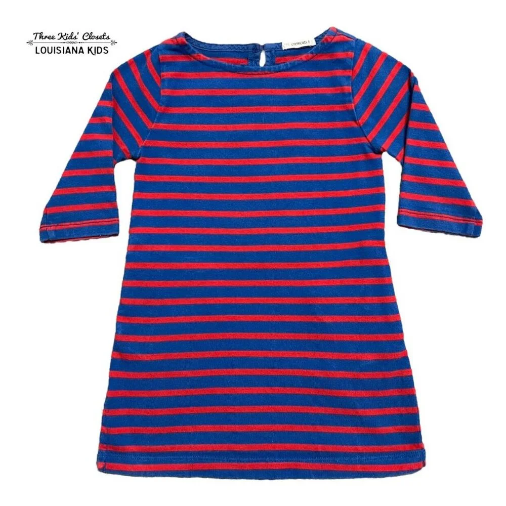 Crewcuts 3Y Blue & Red Striped Dress